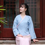 暮吟 汉元素日常古装棉麻交领上衣 中国风传统改良汉服古风女装秋