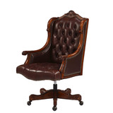 美式实木转椅书房家具 真皮办公椅子 欧式旋转书椅高档老板椅新款
