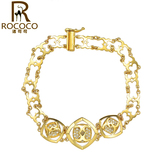 洛可可珠宝韩国14K纯金黄金宽手链大方形双C装饰玫瑰金18K定制