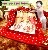 高档宝宝拉舍尔双层加厚超柔儿童毛毯新生儿礼品午睡毯红色粉蓝色
