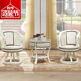 欧式白色藤椅三件套客厅优雅藤编休闲椅子茶几组合阳台桌椅老人椅