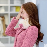 2015新款冬装韩版羊毛呢外套女学生 修身中长款毛领呢子大衣加厚