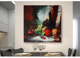 壁约秀画  欧式美式壁画挂画 餐厅饭店装饰画单幅 水果器皿红酒