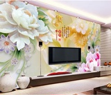 无缝大型壁画5D立体玉雕家和浮雕壁纸餐厅客厅中式电视背景墙纸