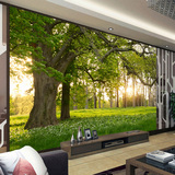 无缝自然风景绿色森林树林壁画电视背景墙纸客厅沙发影视墙画大树
