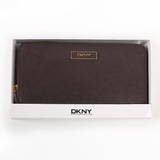 DKNY 女士十字纹真皮牛皮拉链长款钱包皮夹+礼盒 美国代购正品