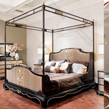 新中式双人床实木雕花双人床现代中式布艺床头双人床工厂定制