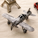 铁艺飞机模型摆件复古仿古工艺品做旧美式桌面摆件创意家居装饰品