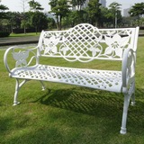 户外园林休闲椅双人铸铝长条公园椅子室外欧式靠背椅广场长椅白色