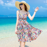 2016新款大码女装碎花波西米亚吊带连衣裙夏季短裙海边度假沙滩裙