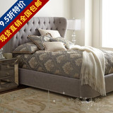 布艺床美式拉扣床1.5米1.8米双人床婚床定制简约软床实木架子床