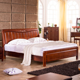 简约现代实木床1.2 1.35 1.5 1.8米橡木单人双人成人儿童床高箱床