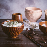 若素生活创意日式家用木餐具中式吃米饭碗喝汤碗圆套碗小菜碗套装