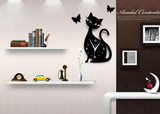 DIY亚克力墙贴石英挂钟卧室客厅挂钟创意可爱猫咪黑猫墙贴钟