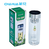 茶花 颂雅透明加厚 耐热玻璃过滤茶杯 水杯 茶壶200ML 6207