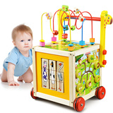 婴儿玩具宝宝学步车 多功能防侧翻木质百宝箱儿童手推车0-1-3一岁