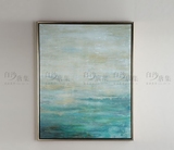 手绘定制油画 混搭风格卧室客厅书房 抽象现代装饰画 蓝色海洋