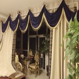 别墅纯色刺绣花现代进口意大利绒加厚法式欧式窗帘客厅卧室全遮光