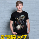 3D短袖t恤男夏季死神骷髅头半袖衫青年学生霸气个性立体印花图案