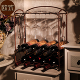 高脚杯架倒挂欧式红酒架摆件创意悬挂客厅葡萄酒展示架铁艺酒瓶架