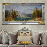 欧式客厅装饰画三只小鹿聚宝盆古典山水风景有框纯手绘油画DLE028