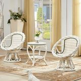 欧式白色藤椅三件套特价休闲椅阳台桌椅套件组合小茶几旋转藤椅子