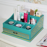家用创意木质收纳盒欧式遥控盒高档田园桌面化妆盒抽屉收纳箱包邮