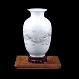 景德镇陶瓷器薄胎粉彩白色小花瓶花插器现代简约家居摆件客厅饰品
