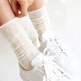 春夏季薄款日系堆堆袜复古镂空森女蕾丝透气松口韩国纯色中筒女袜