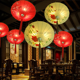 现代新中式吊灯仿古餐厅布艺伞灯创意手绘茶楼过道美容火锅店灯具