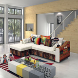 小户型客厅转角组合布艺可拆洗两用沙发床推拉可折叠带储物沙发床