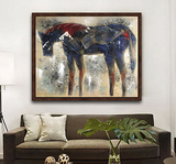 个性原创《以梦为马》高档马工艺品欧式油画现代别墅客厅抽象装饰