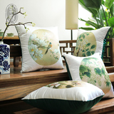中式靠垫抱枕含芯 居家布艺沙发办公室靠枕抱枕 中式花鸟图案靠垫