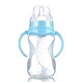 婴儿儿童小孩成人奶瓶pp塑料带手柄吸管母婴用品宝宝奶瓶宽口径