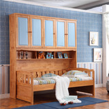 惠宜儿童家具男女孩多功能床带衣柜储物组合床全实木床高架床拖床