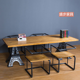 工业风家具loft桌欧式实木餐桌会客桌椅组合洽谈桌铁艺书桌办公桌