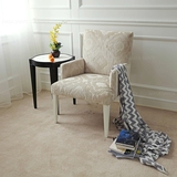 美式单人沙发椅子实木米白设计师家具小户型软包布艺餐椅北欧简约