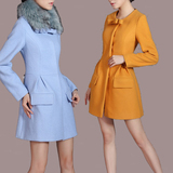 欧美外贸原单201春装新款时尚气质长袖中年女装外套羊毛呢子大衣