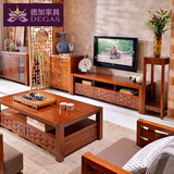 德加家具全实木电视柜 现代中式柚木电视柜 全实木客厅地柜