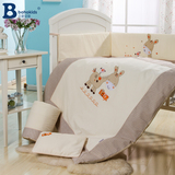 高档纯棉婴儿床上用品七件套 可拆洗婴儿床品套件宝宝床围