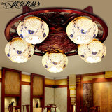 中式古典陶瓷吸顶灯实木手绘青花瓷灯卧室餐厅灯现代中式卧室顶灯