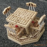新奇特迷你小桌椅艺术木制工艺品新款木桌椅摆件装饰象棋桌孩玩具