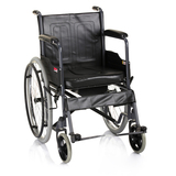 鱼跃轮椅车H058B型 可折叠带便盆带餐桌板轮椅钢管充气坐便椅