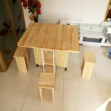 新品实木现代简约小户型折叠餐桌组合一桌四凳可伸缩折叠钢木餐桌