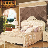 欧式家具 法式实木真皮双人床 卧室1.8米2米大床欧曼贵族品牌家具