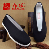 布乐老北京布鞋传统圆口老头鞋黑色中老年纯棉手工千层底男款布鞋
