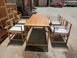 老榆木餐桌茶桌明式打凹咖啡桌中式实木免漆圈椅禅椅餐椅一桌4椅