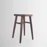 原创设计黑胡桃榉木圆凳方凳 原木实木手工榫卯家具凳子