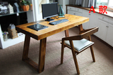 美式北欧复古实木铁艺原木餐桌椅 咖啡厅长方形办公桌会议桌组合