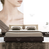 简约现代北欧日式板式实木黑橡木床1.5/1.8布艺软靠背婚床双人床